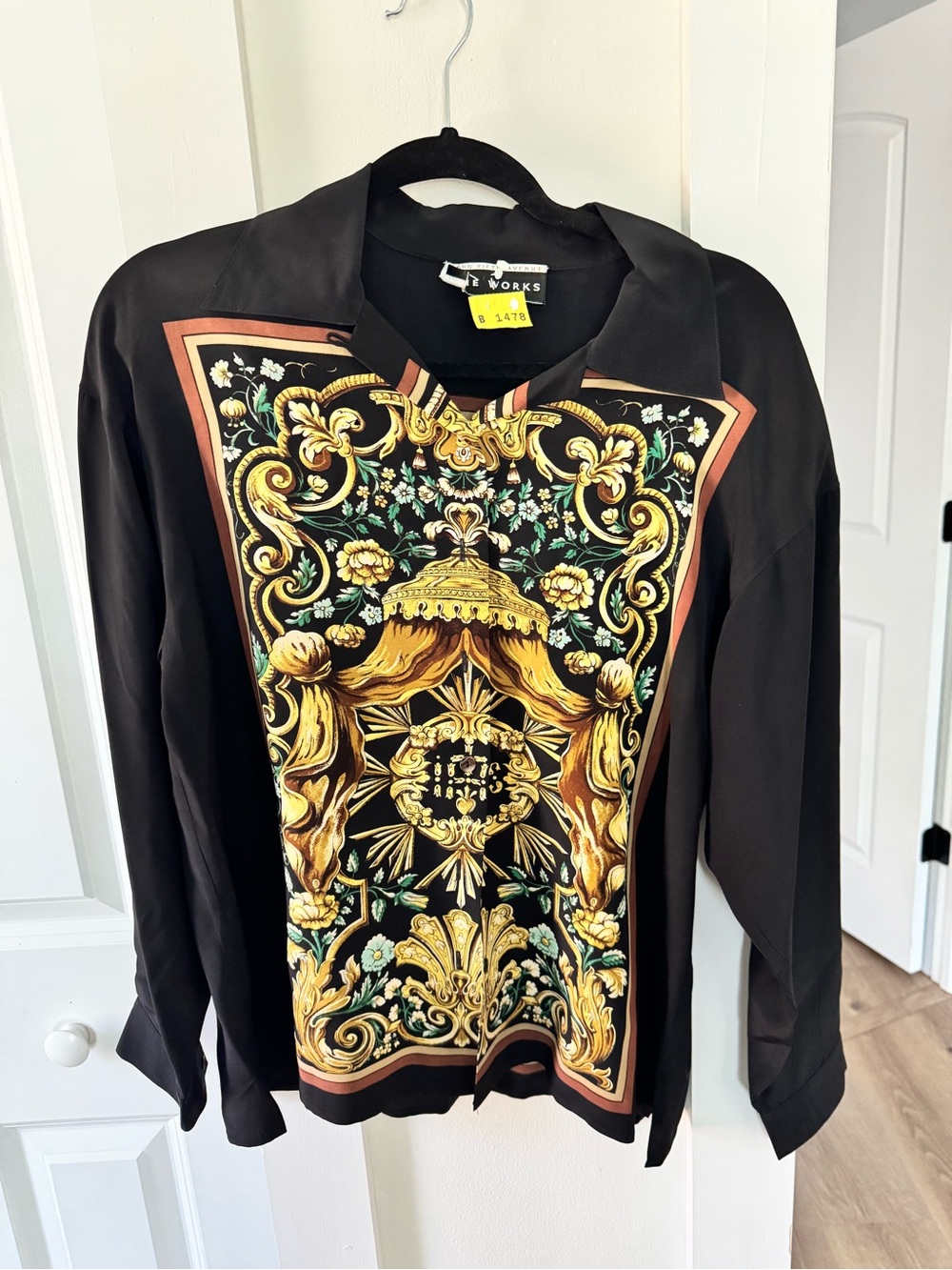 Saks Fifth Avenue Black Top with Gold & Brown Baroque Trim